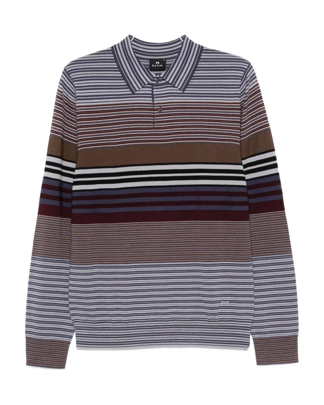 Paul Smith Gray Striped Polo Shirt for men