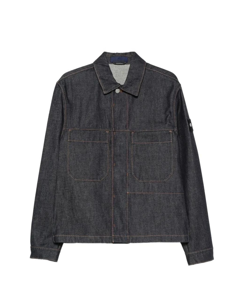 Stone Island Black Compass-Badge Denim Jacket for men