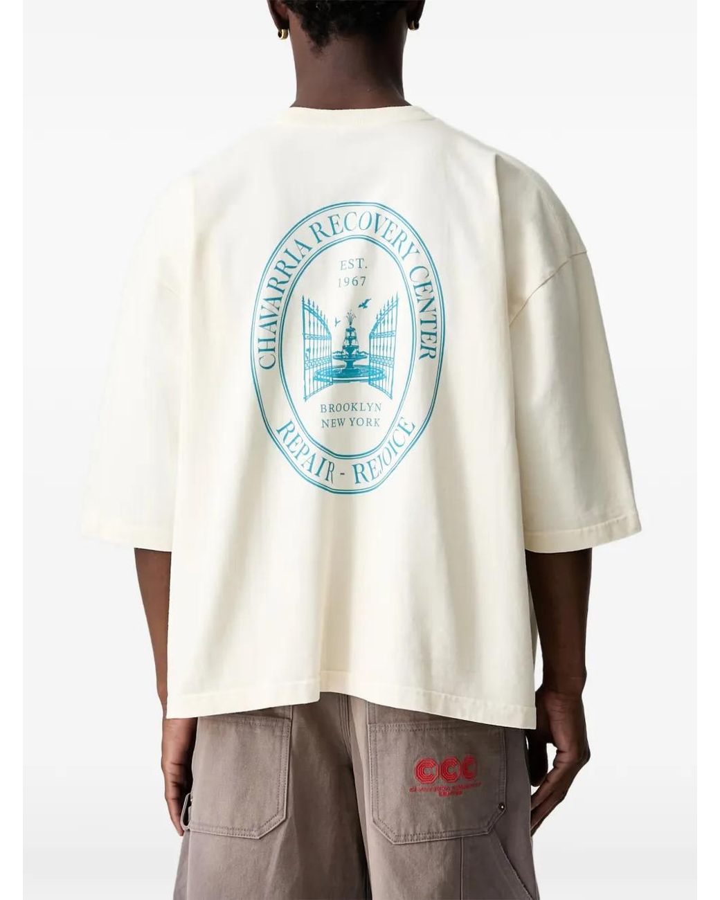 Willy Chavarria Natural Graphic-Print Oversized T-Shirt for men