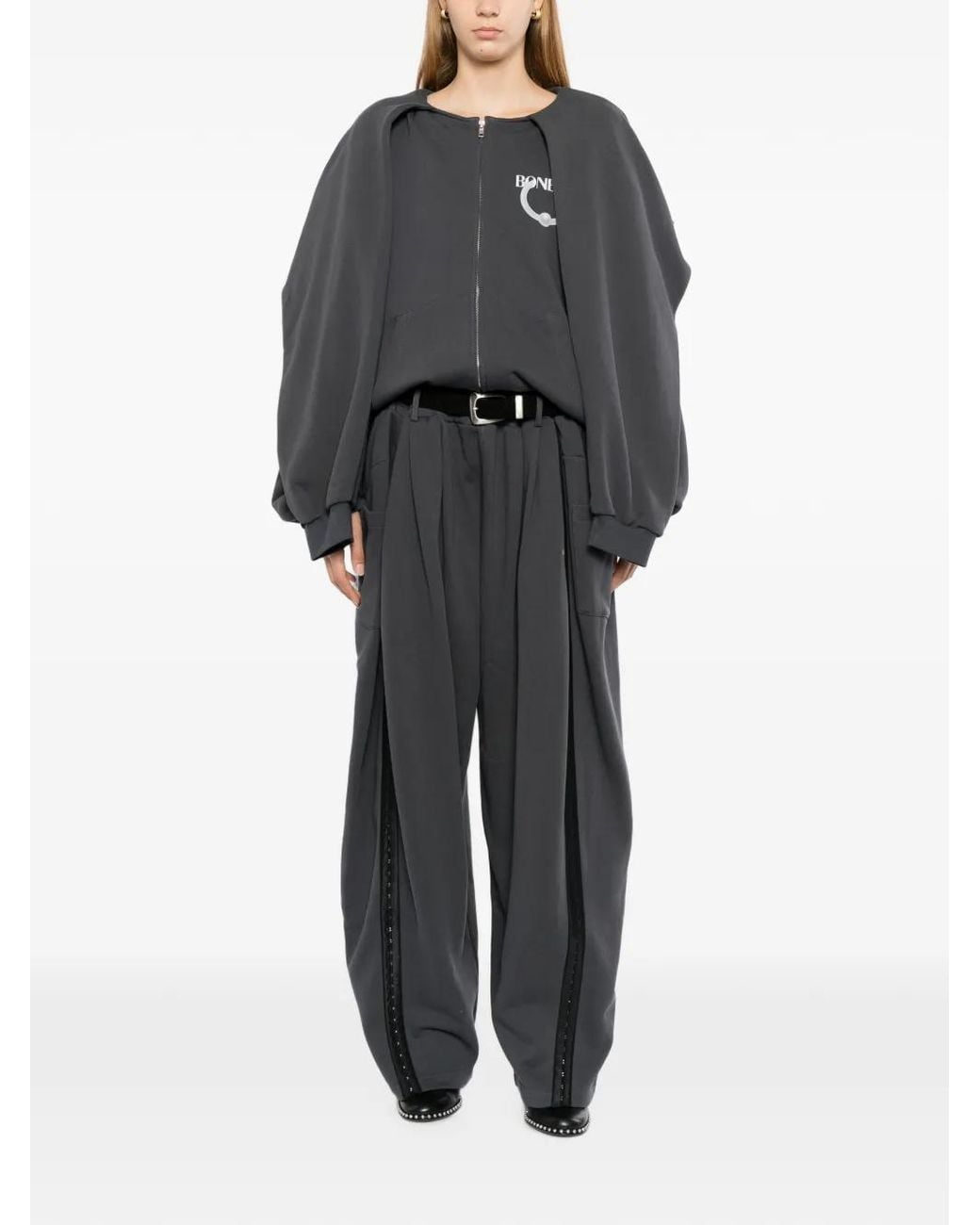 BONBOM Gray Pleated Track Pants