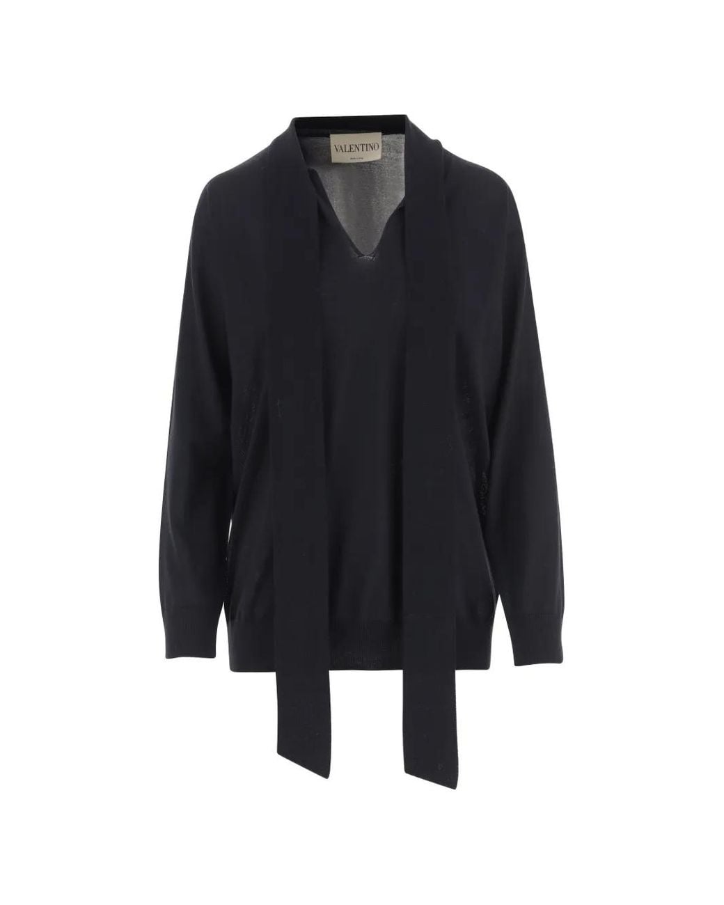 Valentino Garavani Blue Pull En Laine Avec Écharpe