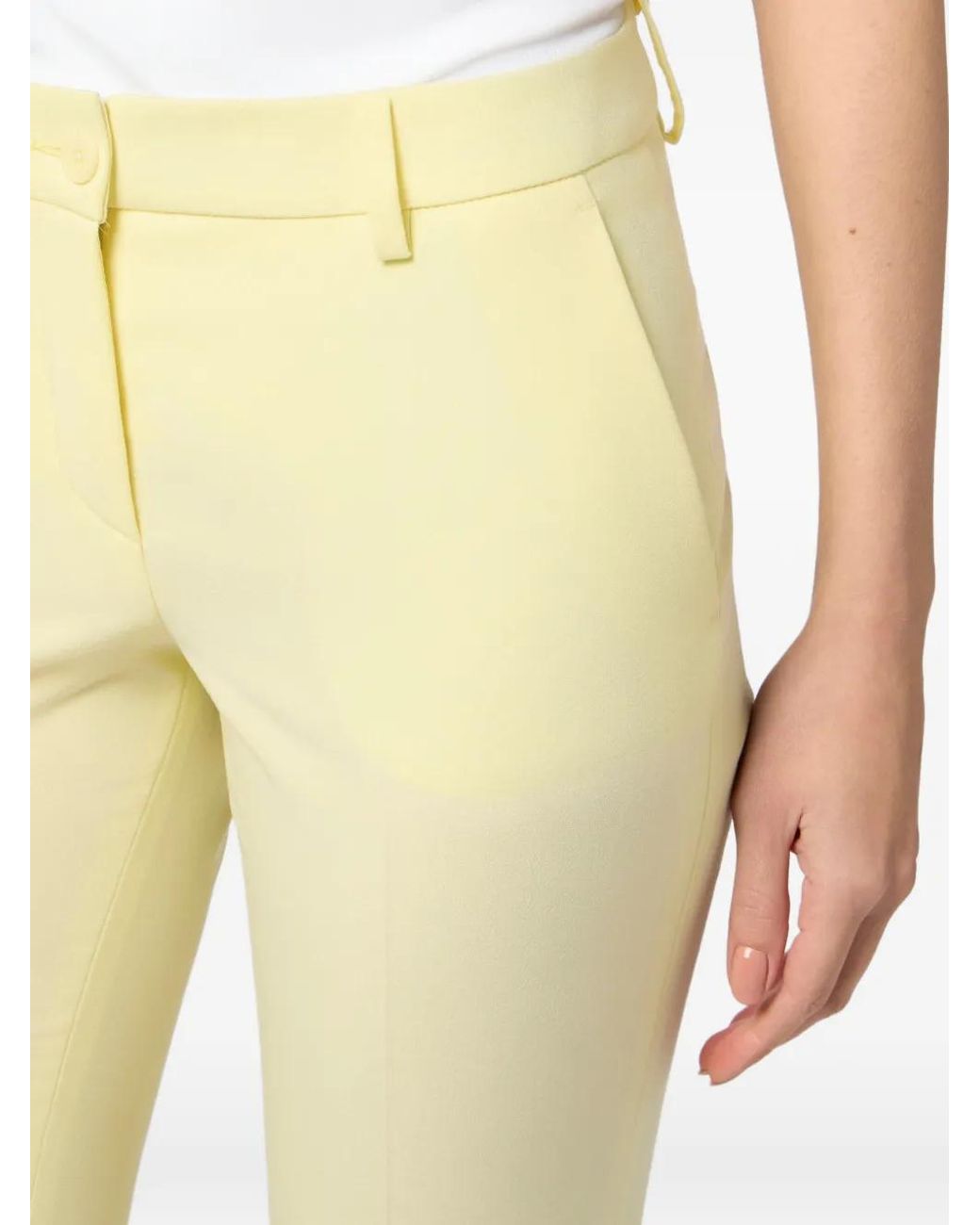 Philipp Plein Yellow Wool Office Trousers Regular Waist
