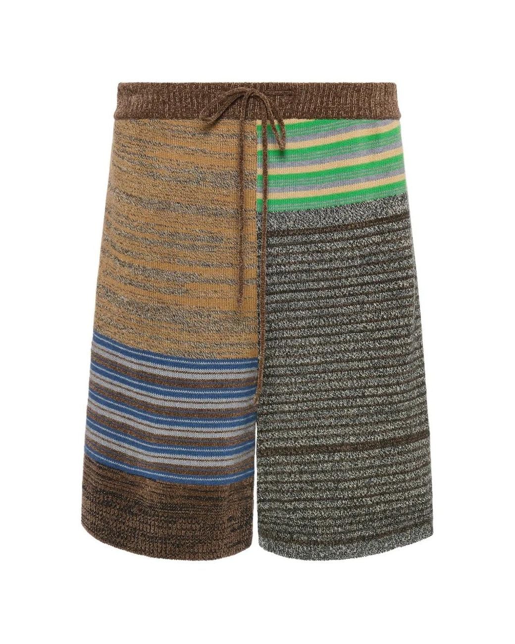 Maison Margiela Green Patchwork Knit Shorts for men