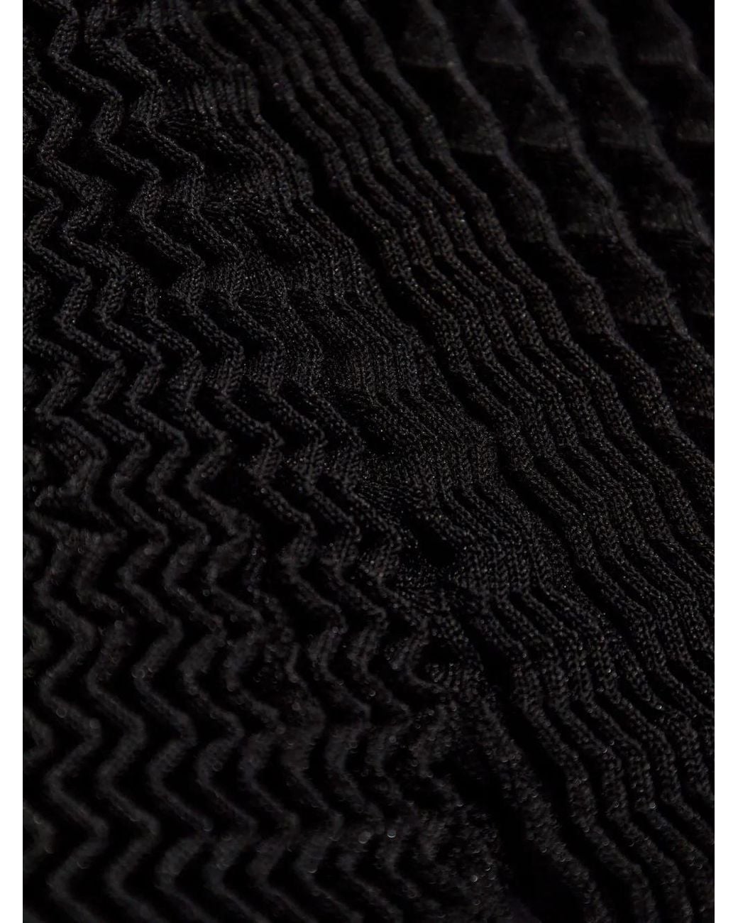 Issey Miyake Black Seersucker Short-Sleeve Midi Dress