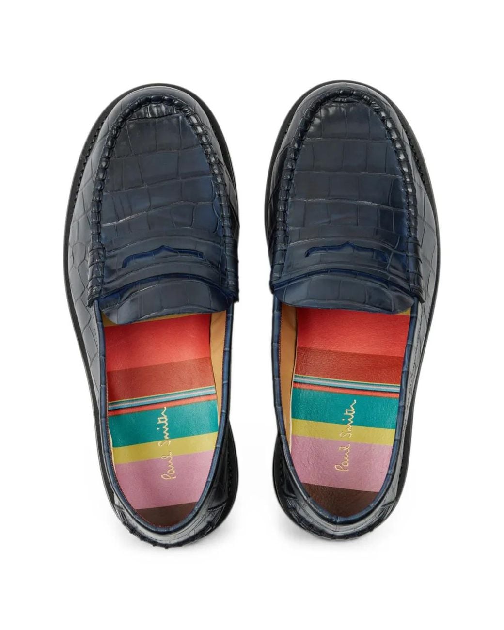 Paul Smith Blue Croc-Emboss 'Rialto' Loafers for men