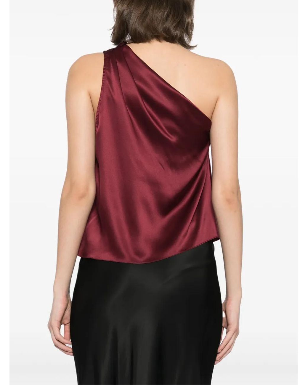 Michelle Mason Red Asymmetrical Halter Neck Top