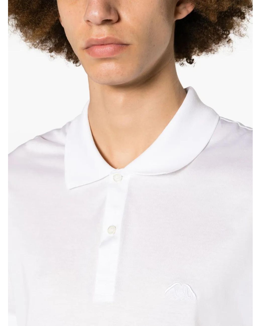 McQueen White Logo-Embroidered Jersey Polo Shirt for men