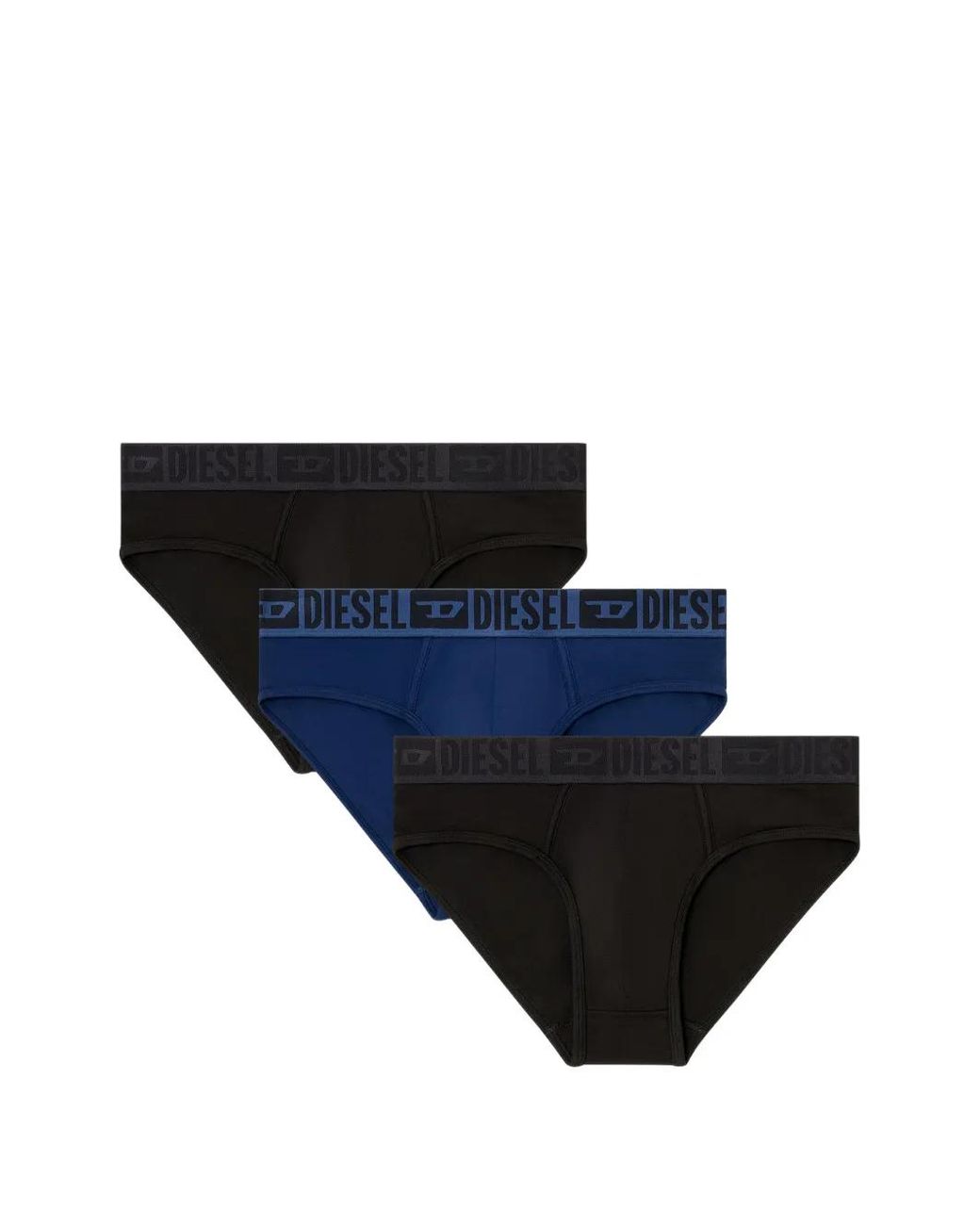 DIESEL Blue Logo-Waistband Cotton Briefs (Set Of Three) for men