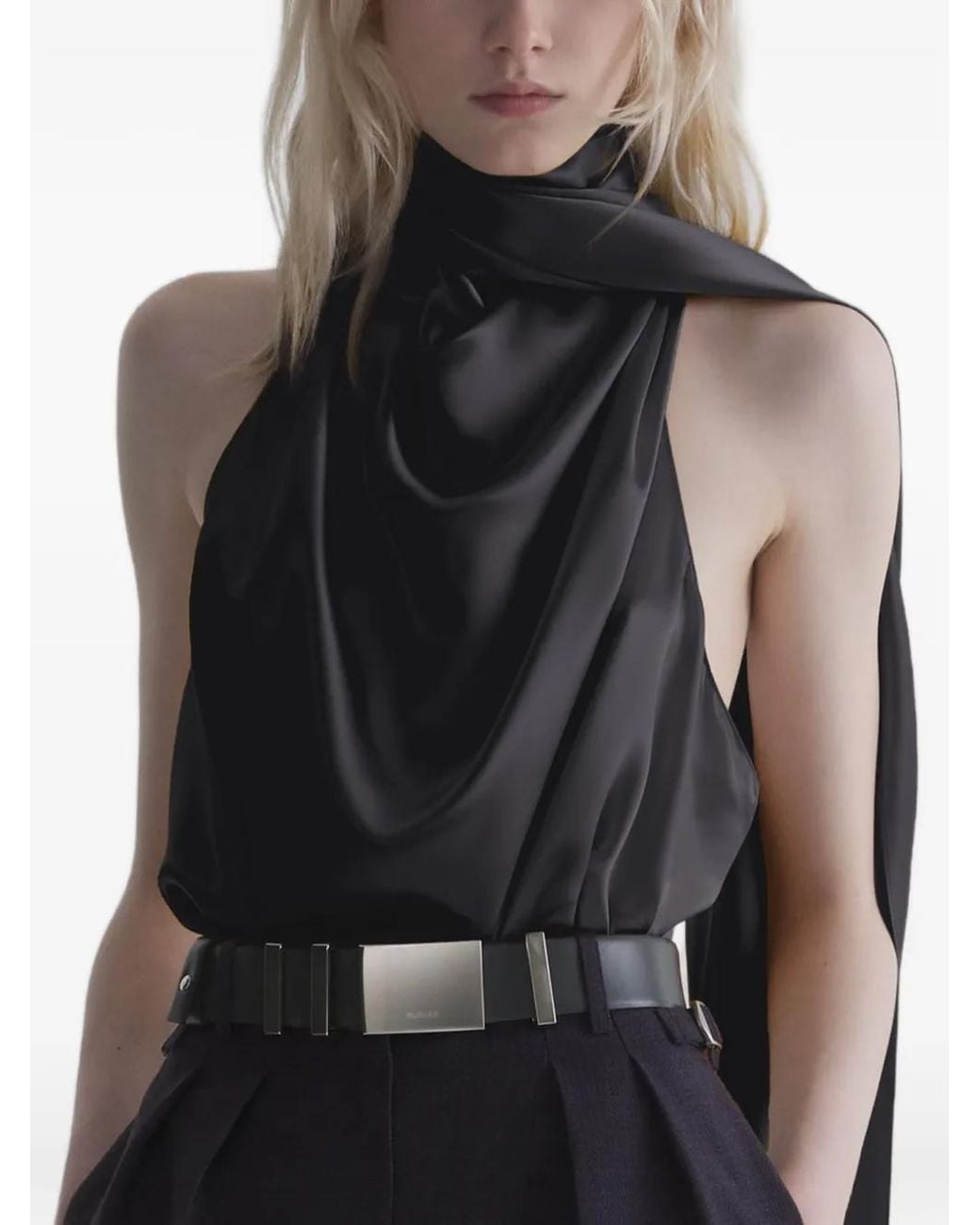 Mugler Black Backless Scarf Top