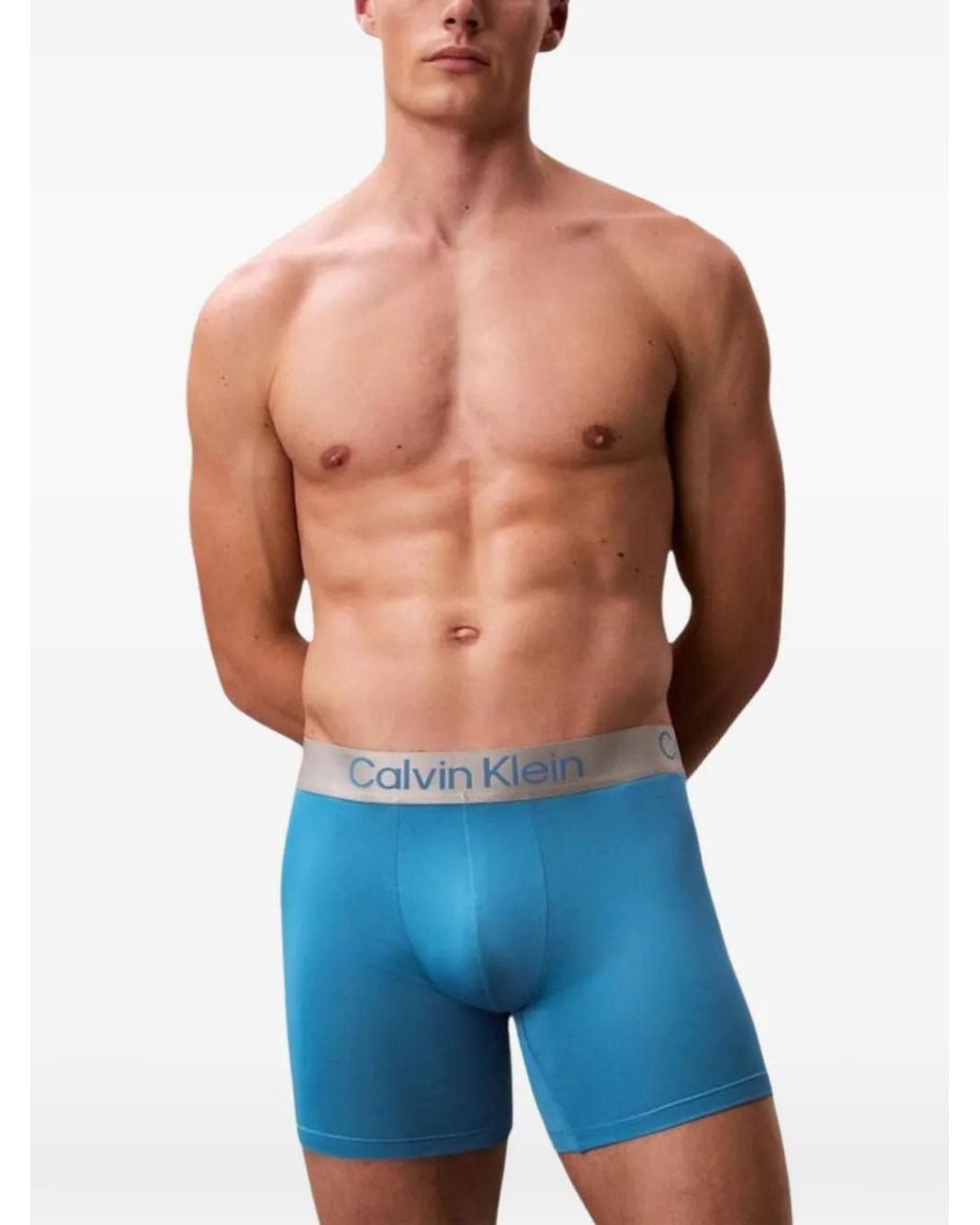 Calvin Klein Blue Logo-Waistband Boxers (Set Of Three) for men