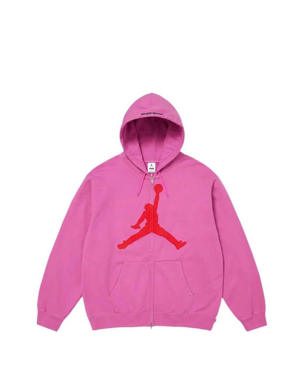 Supreme Pink X Jordan Logo-Patch Zip-Up Hoodie for men