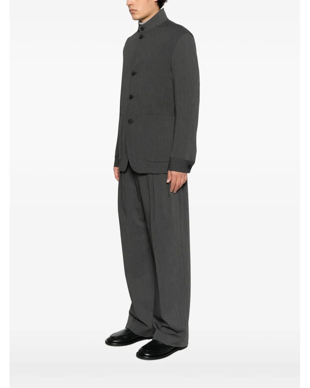 Hevò Gray High-Neck Button-Up Jacket for men