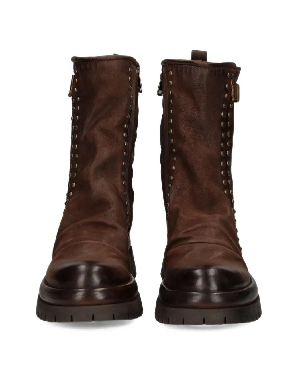 A.s.98 Brown Stud-Embellished Buckled Boots