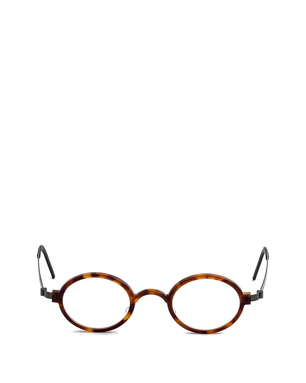 Lindberg Brown Tortoiseshell-Effect Round-Frame Glasses
