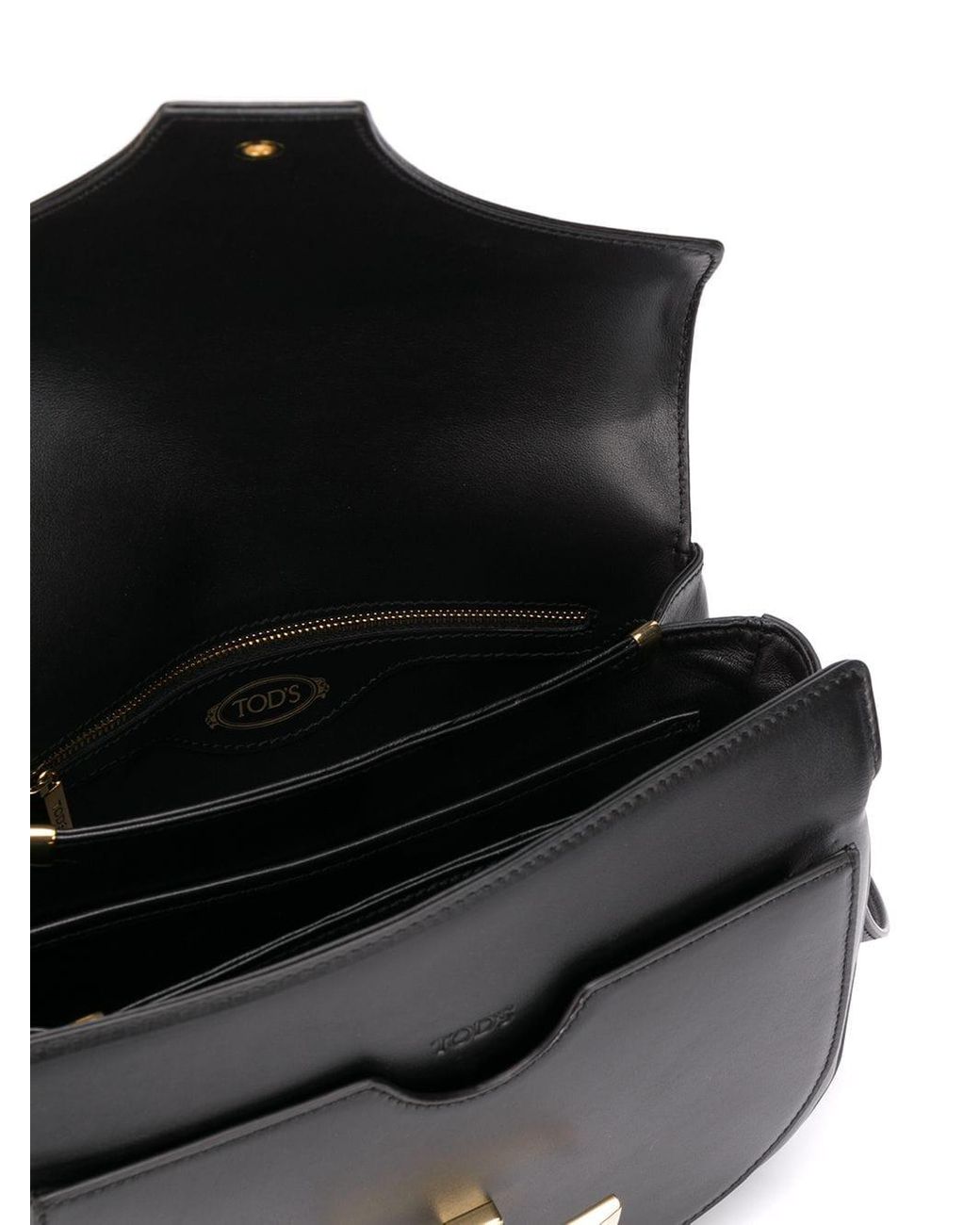 NEW Tod's Wave Black AMR Monospalla Mini Crossbody Top Handle Bag  Leather Stitch
