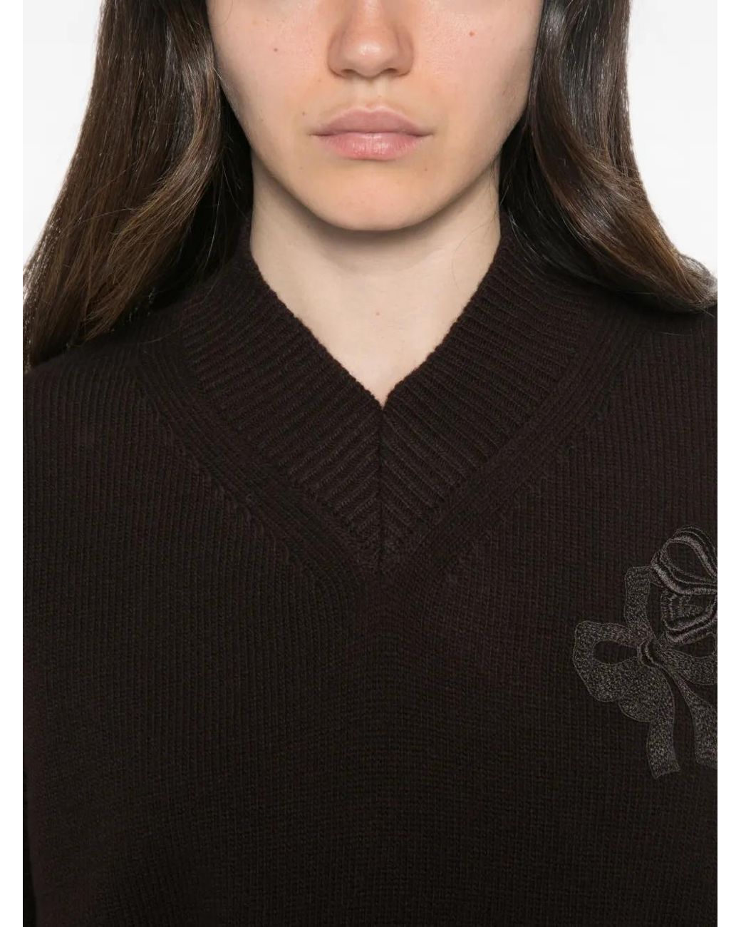 CECILIE BAHNSEN Black Drusilla Bow-Appliqué Knit