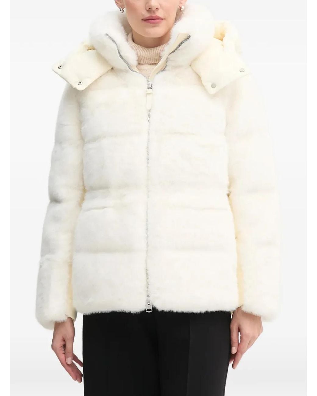 Mackage White Cassidy Hooded Panelled Jacket
