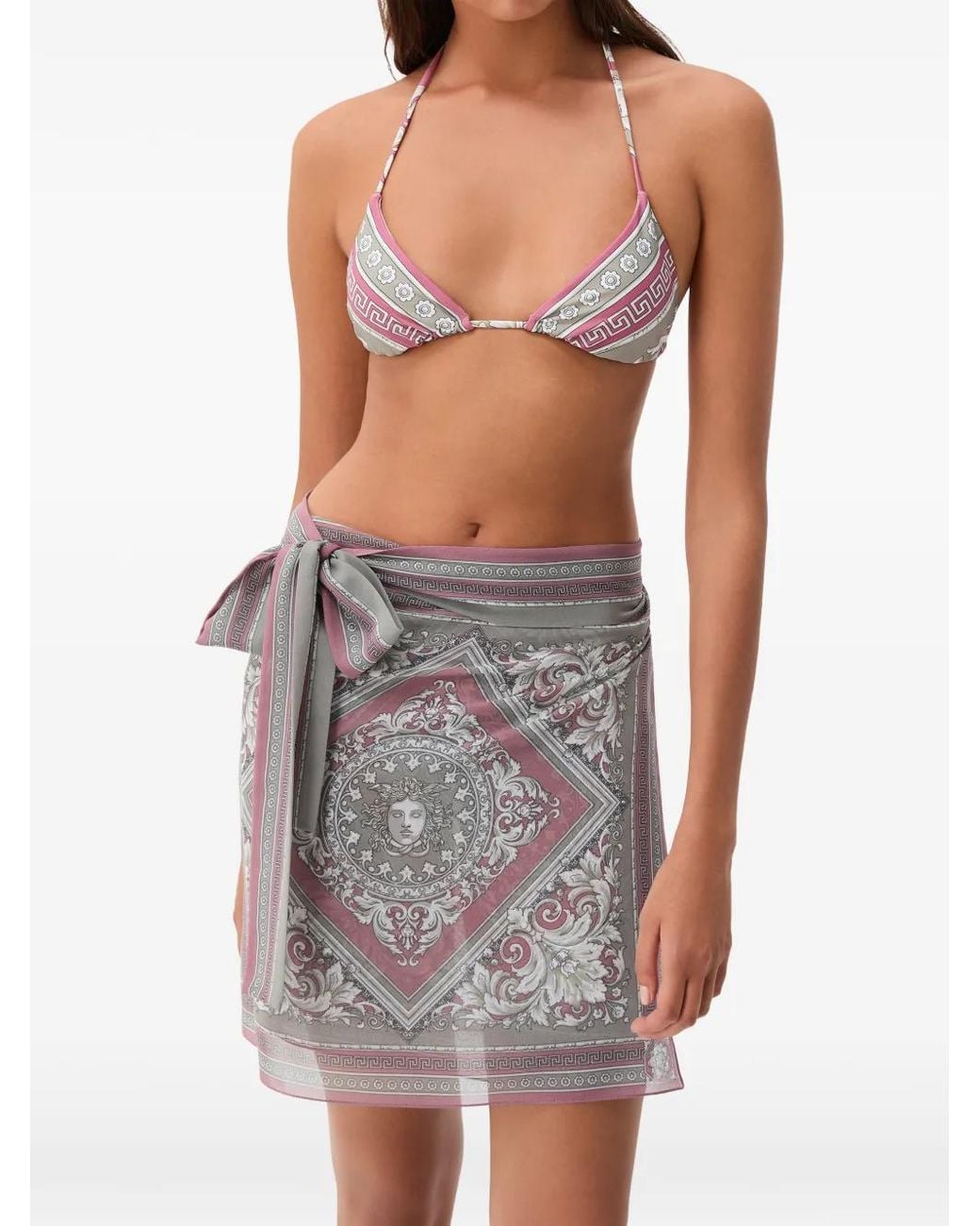 Versace Gray Barocco-Pattern Sarong