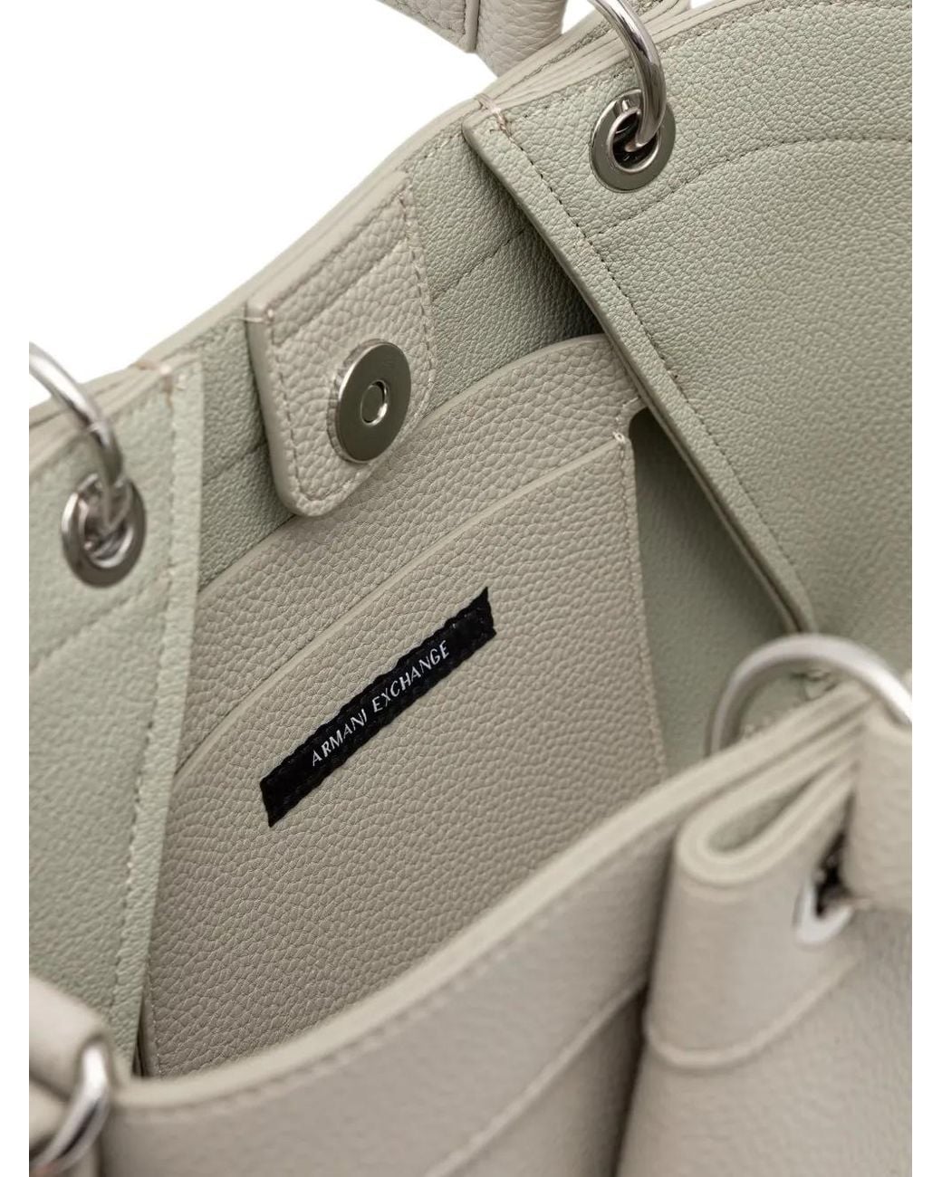 Pebbeld ARMANI EXCHANGE Small Pebbled Logo-Print Tote Bag in Grey | Lyst UK