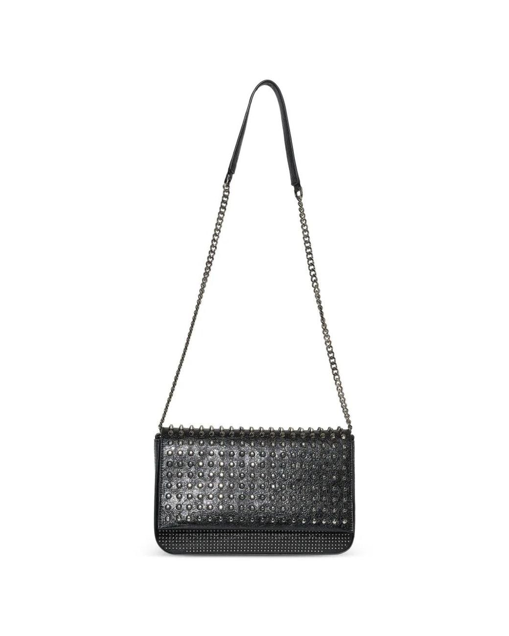 John Richmond White Stud-Embellished Crinkled Shoulder Bag