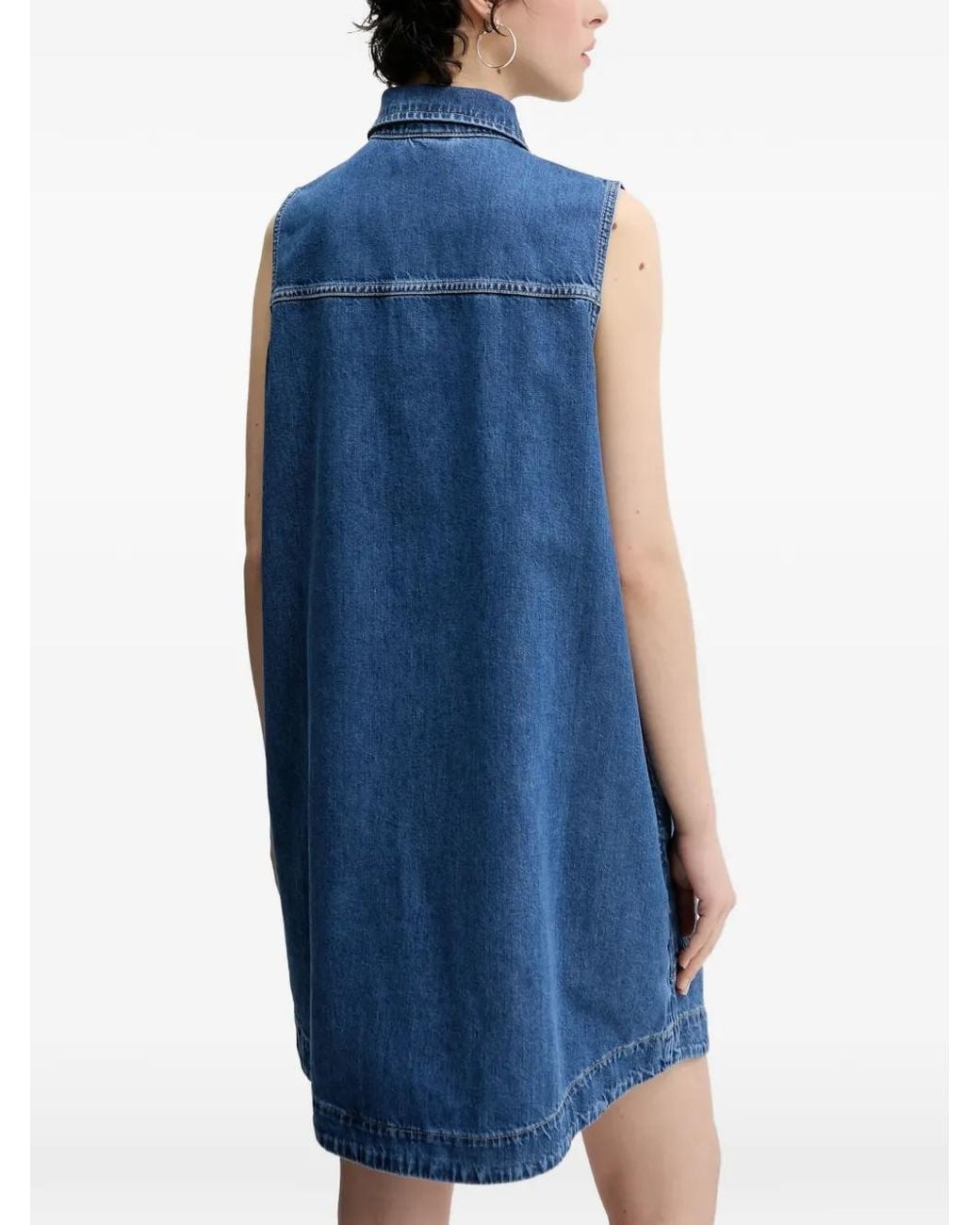 Karl Lagerfeld Blue Sleeveless Zip-Up Mini Dress