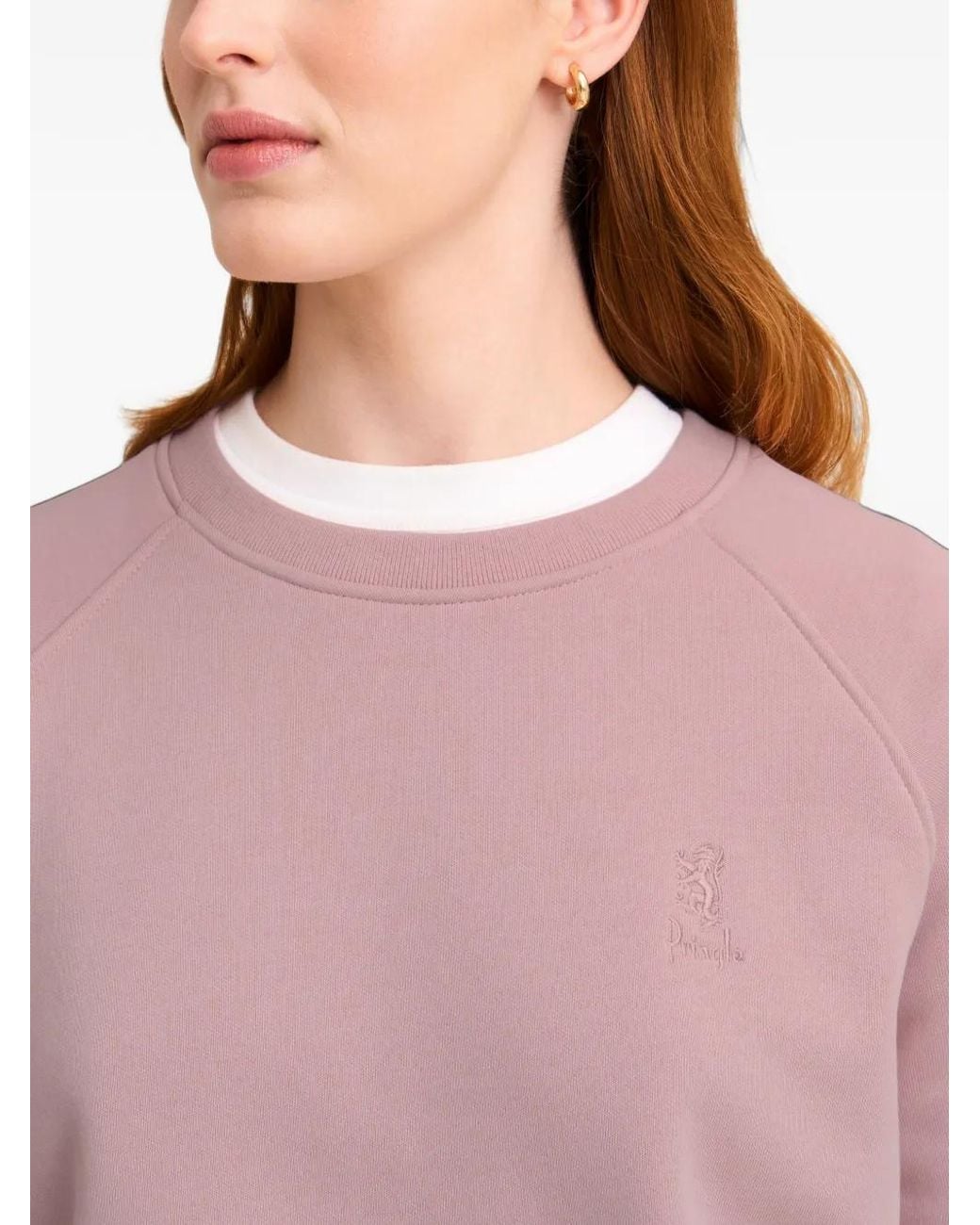 Pringle of Scotland Pink Brushed-Back Crew-Neck Sweatshirt