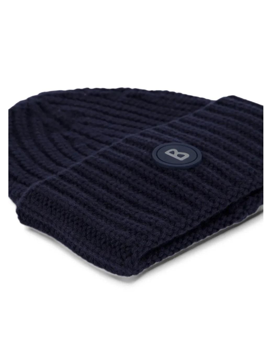 Bogner Blue Kilian Ribbed-Knit Beanie Hat for men