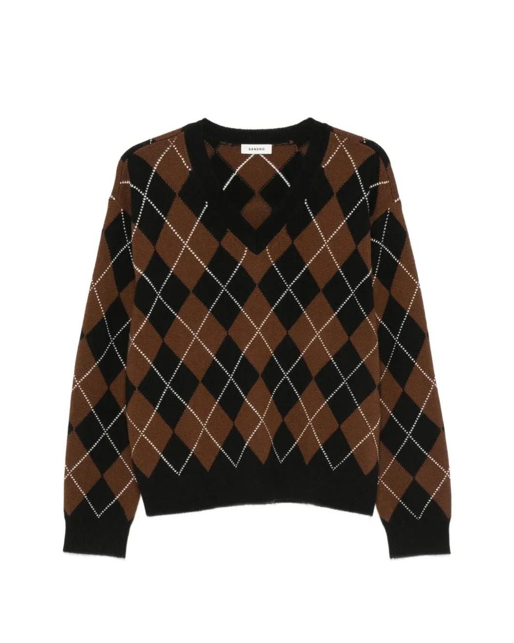 Sandro Black Pullover Mit Argyle-Muster
