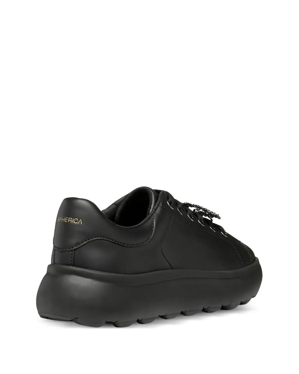 Geox Black Spherica Ec4 Leather Buckle Sneakers