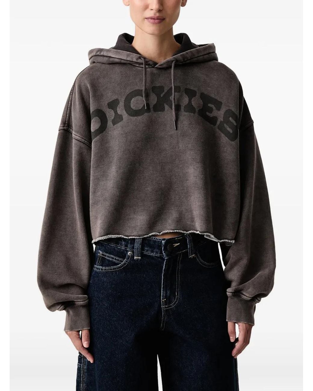 Dickies Black Hollywood Logo-Print Cropped Hoodie