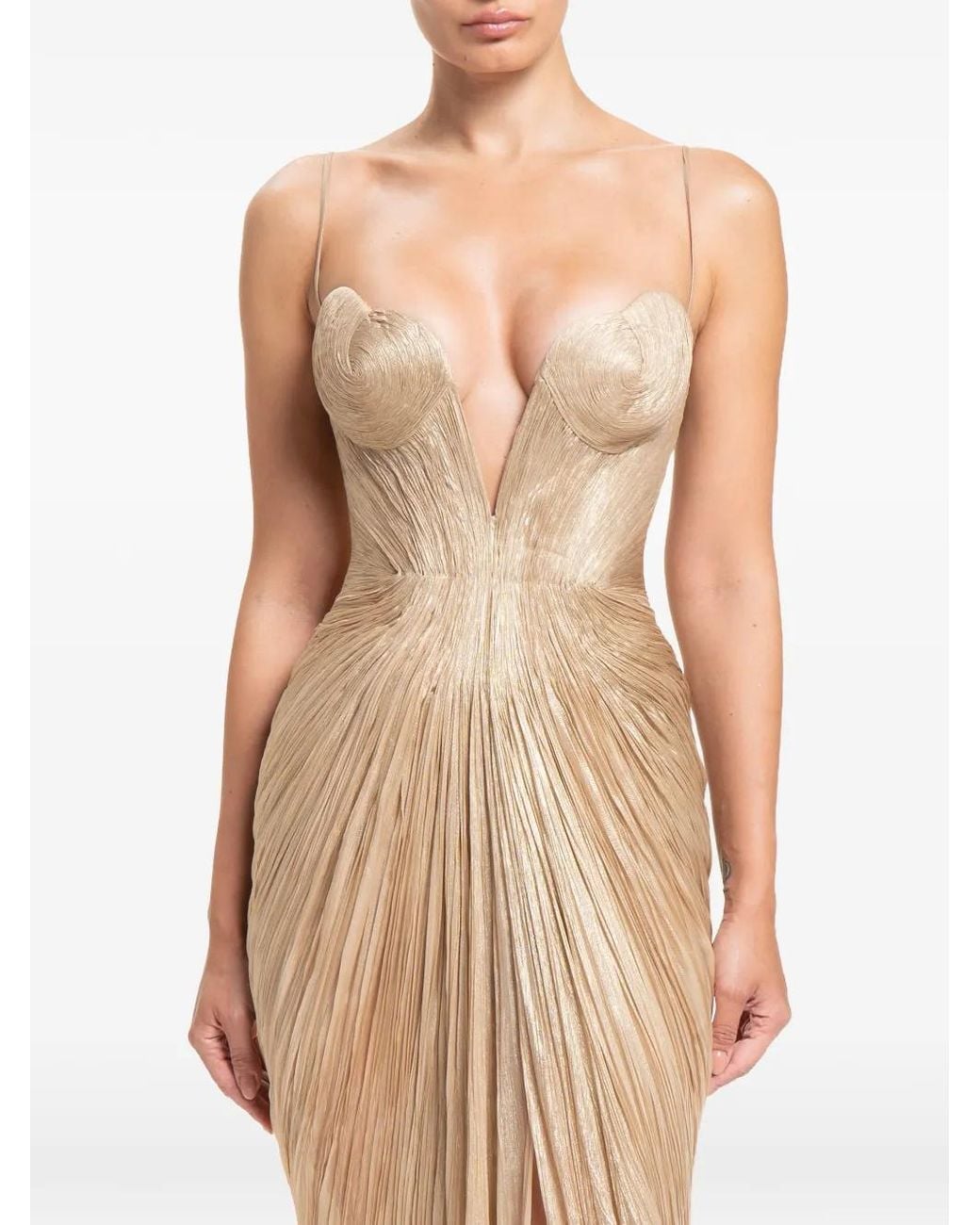 Maria Lucia Hohan White Cecilia Plissé Gown