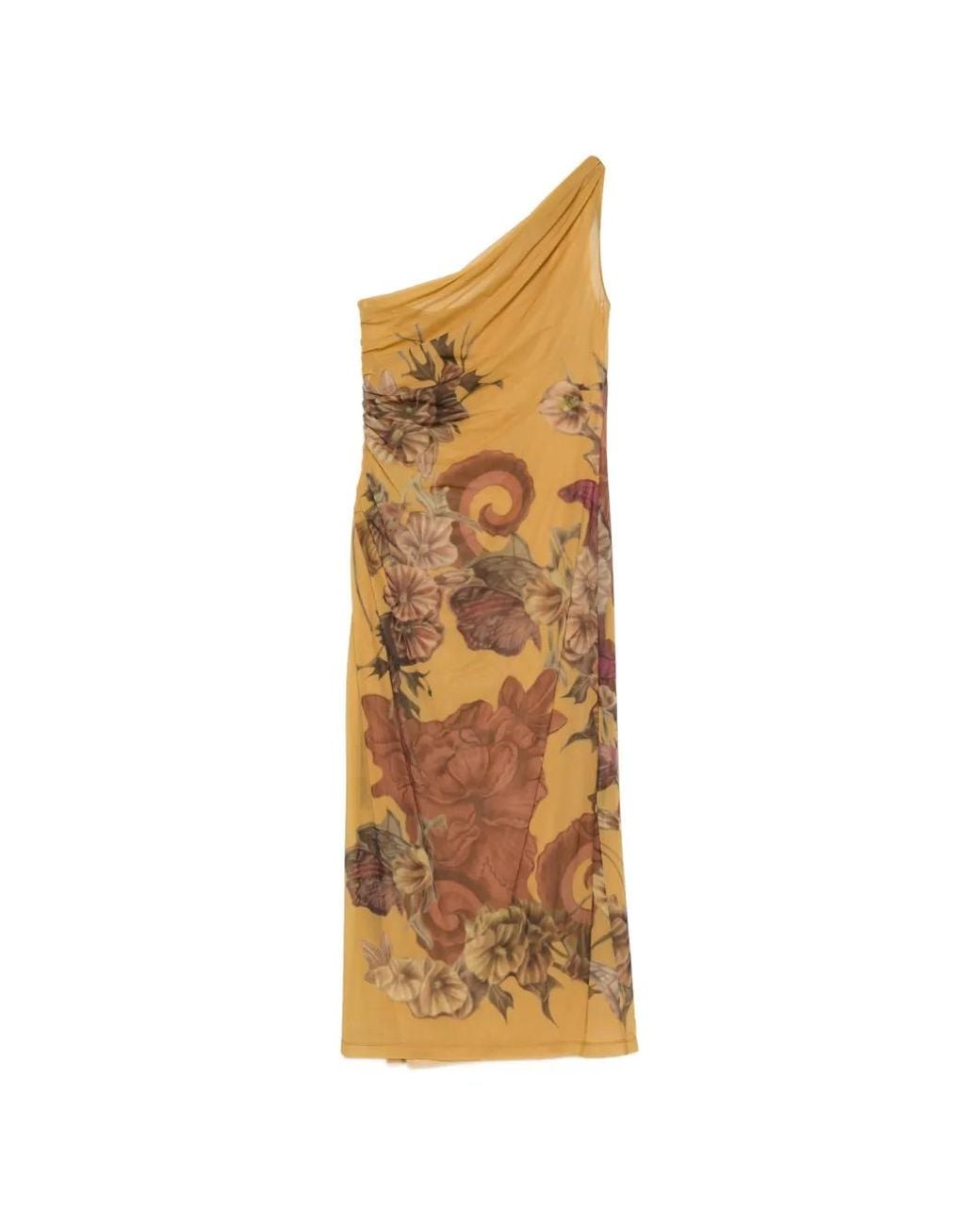 Alberta Ferretti Metallic Robe Mi-Longue À Fleurs