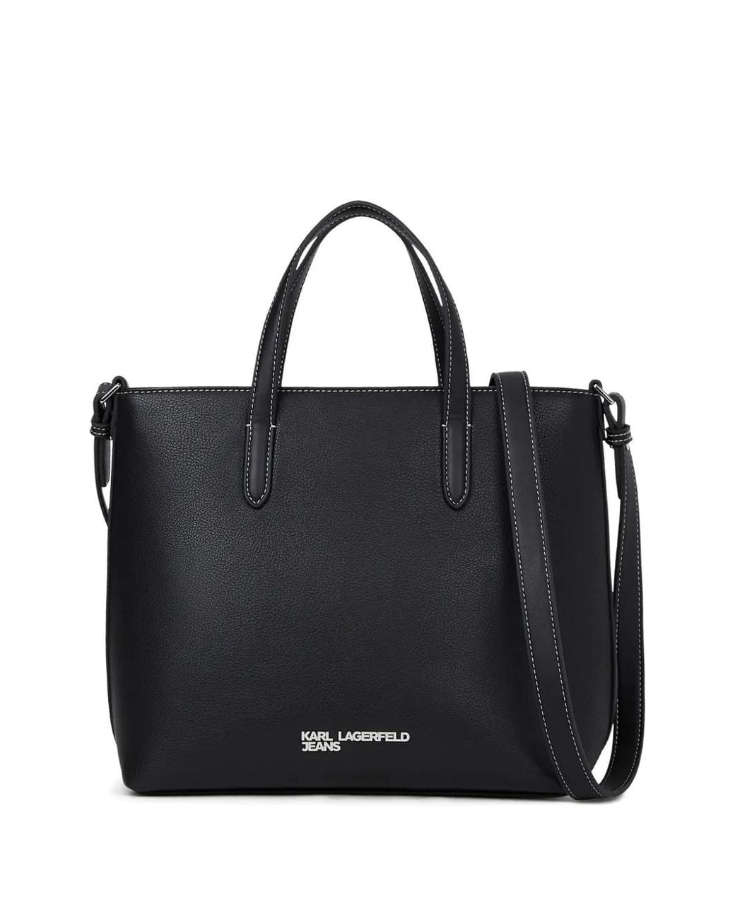 Karl Lagerfeld Black Mini Logo-Print Tote Bag