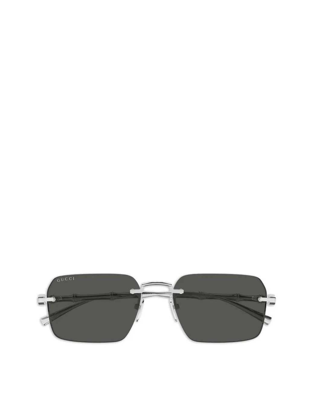 Gucci Gray Rectangle-Frame Sunglasses for men