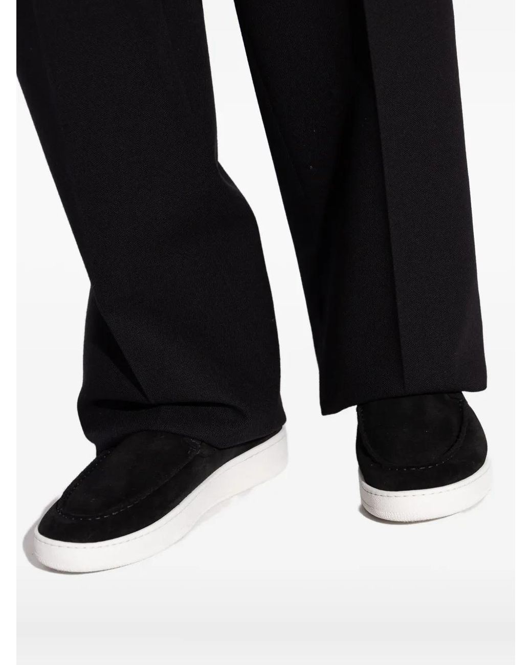 Lanvin Black Topstitched Pull-Tab Sneakers for men