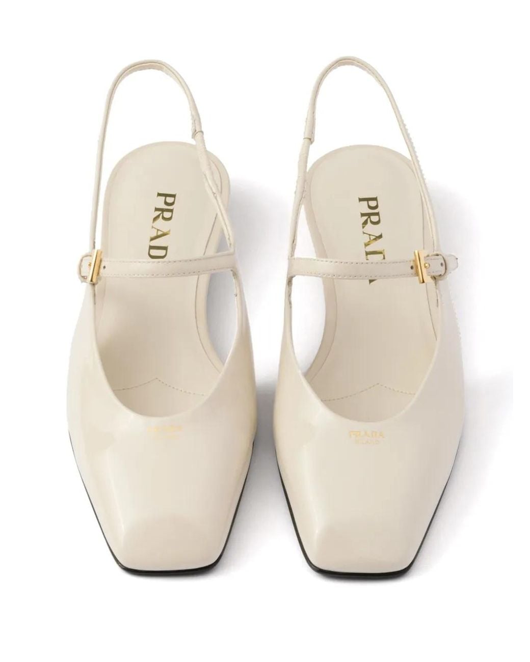 Prada White Leather Slingback Ballerinas