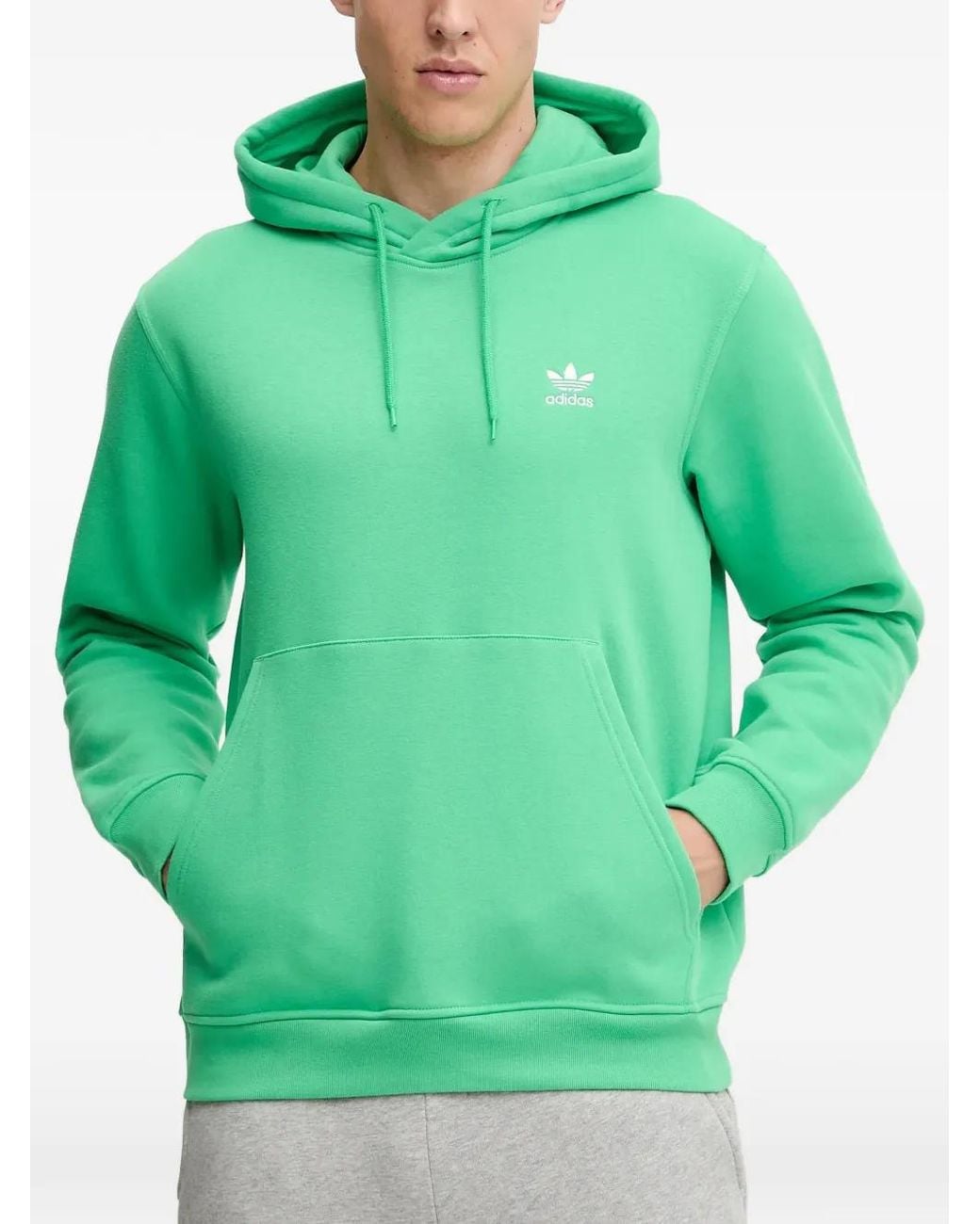 Adidas Green Trefoil Cotton Hoodie for men