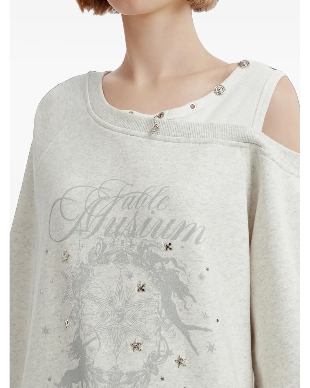 Musium Div. White Graphic-Print Layered Sweater