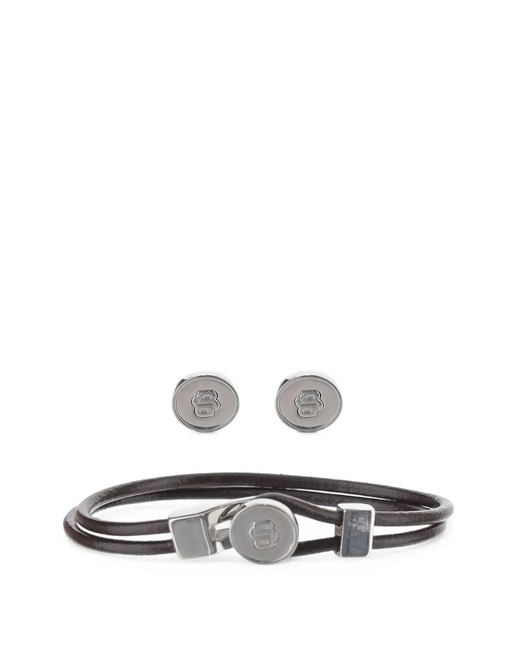 Boss White Bracelet And Cufflinks Set for men