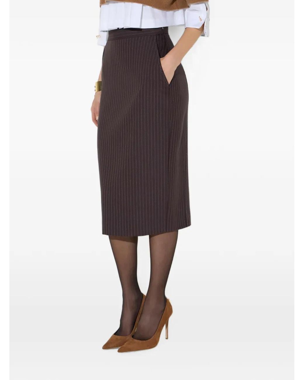 Elisabetta Franchi Gray Pinstriped Skirt