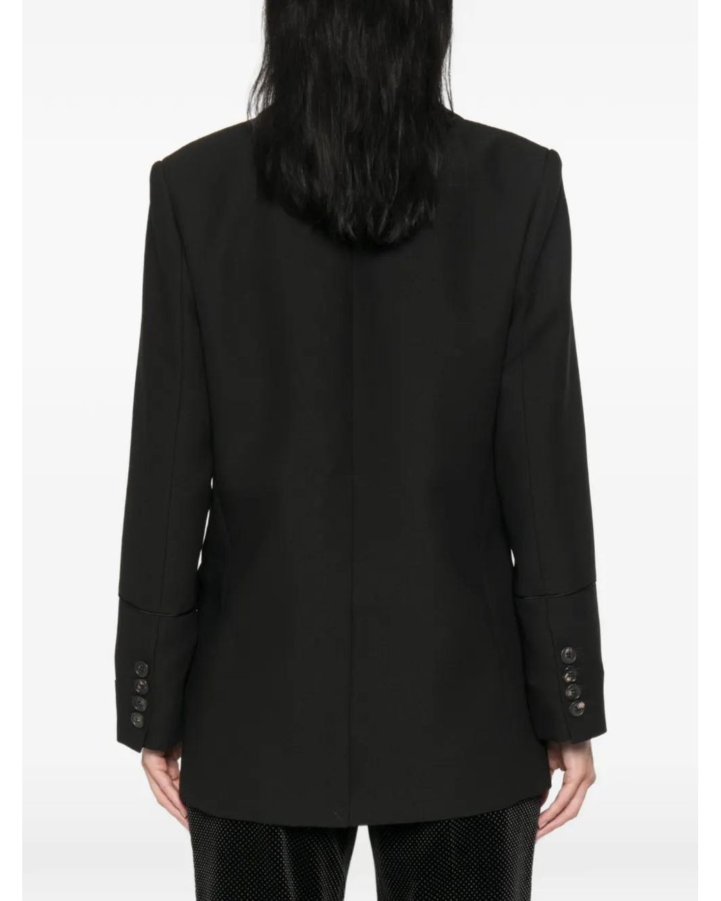 ERMANNO FIRENZE Black Satin-Lapel Single-Breasted Jacket
