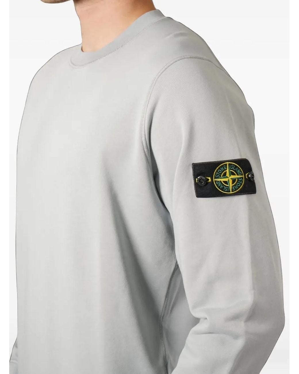 Stone Island White Raglan-Sleeve Sweatshirt for men
