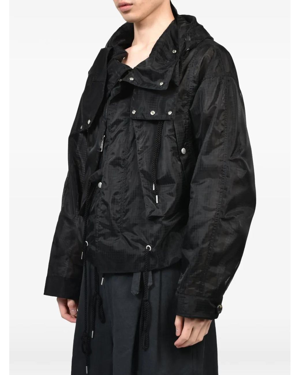 Bed J.w. Ford Black Hooded Grid-Texture Jacket for men