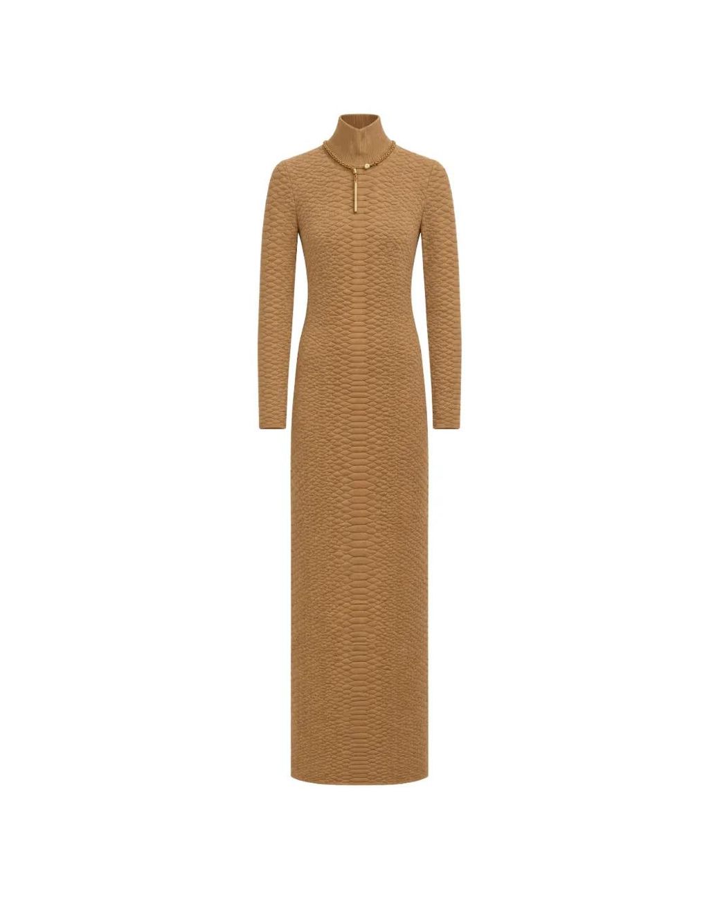 Elisabetta Franchi Natural Open-Back Maxi Dress