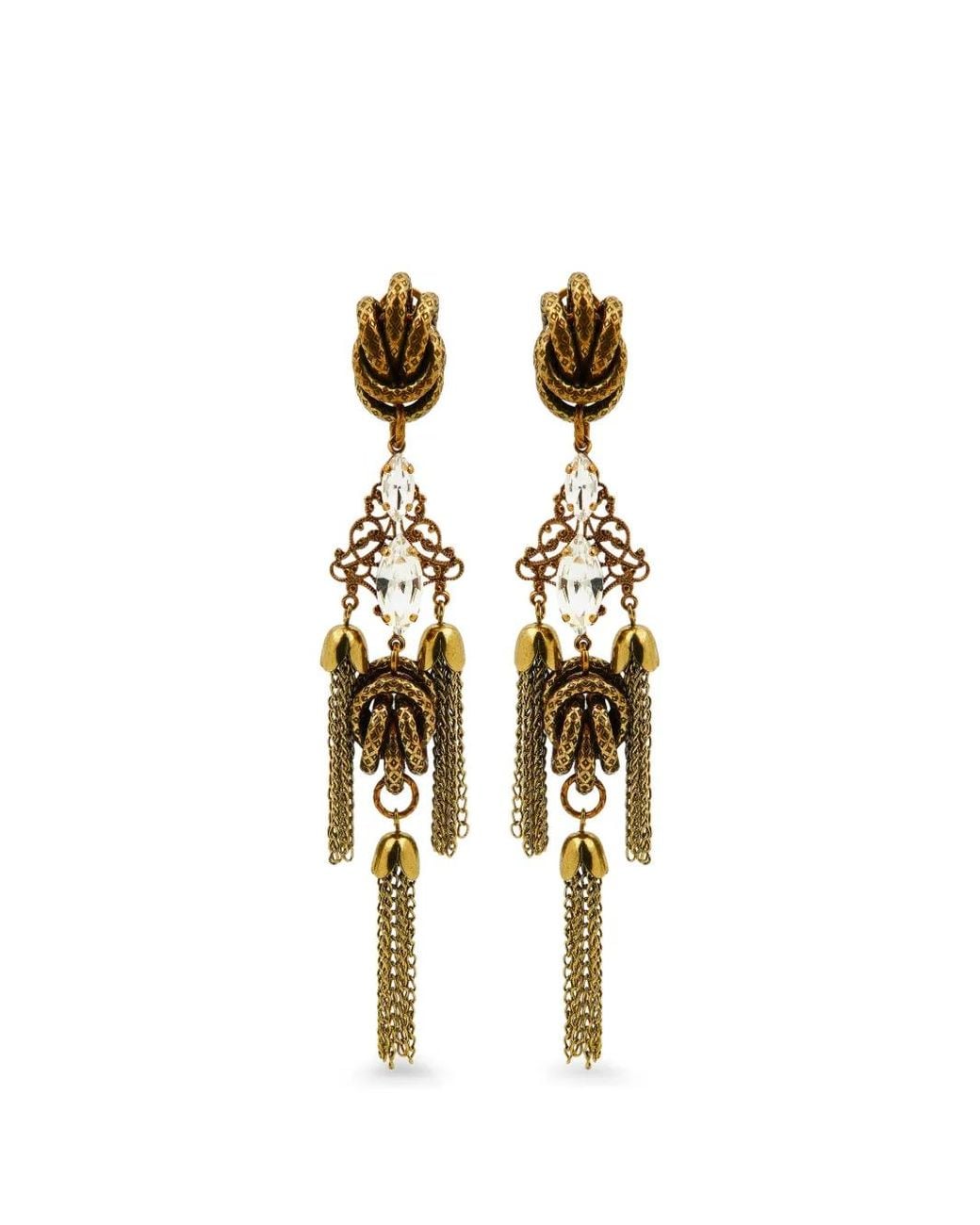 Anton Heunis Metallic Nala Crystal-Embellished Tassel Earrings