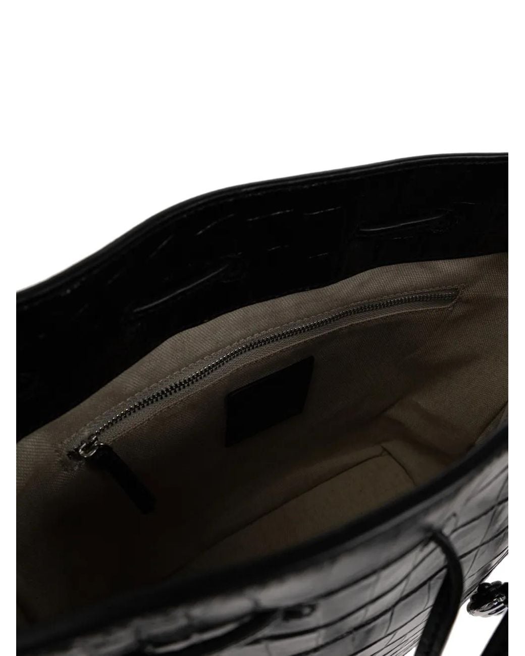 Liffner Black Small Croc-Effect Charm Bucket Bag