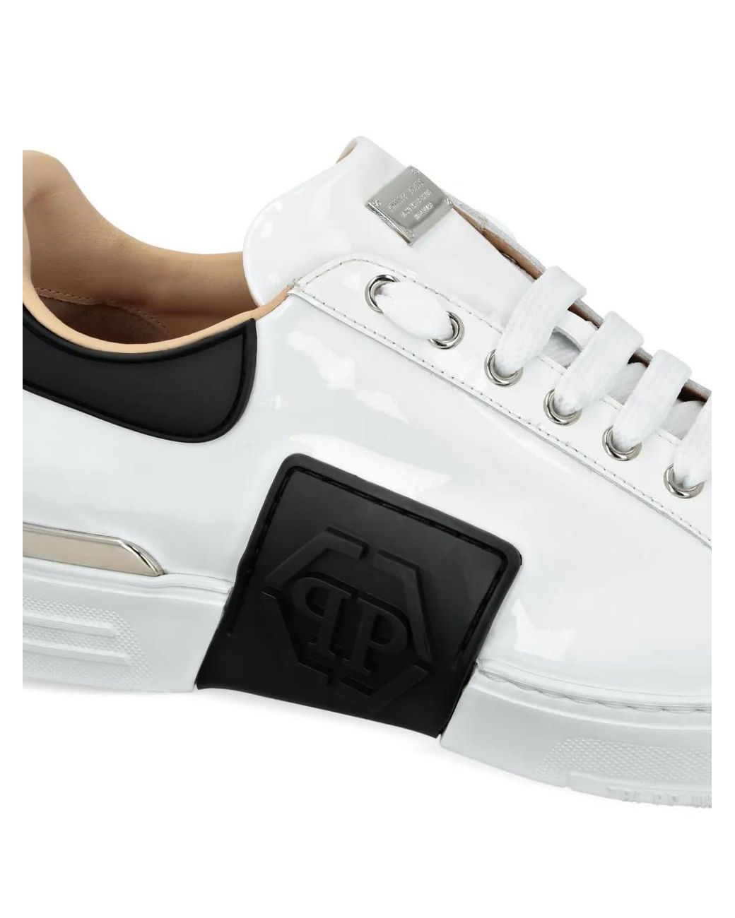 Philipp Plein White Hexagon Lo-Top Sneakers