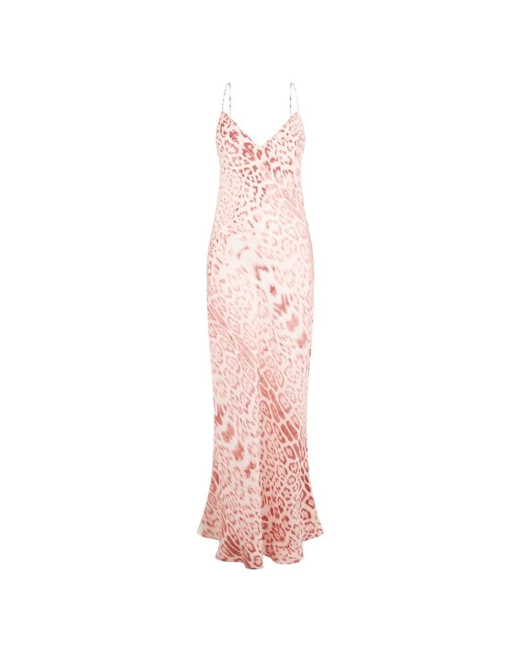 Roberto Cavalli Pink Jaguar-Print Slip Maxi Dress