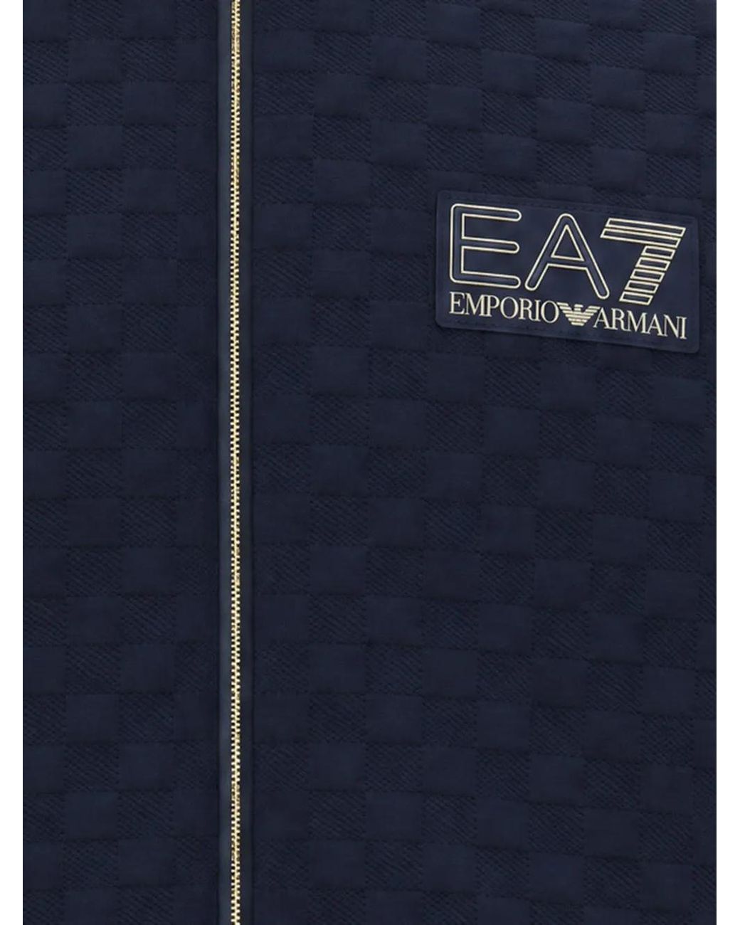 EA7 Blue Logo-Patch Zip-Up Sweatshirt for men