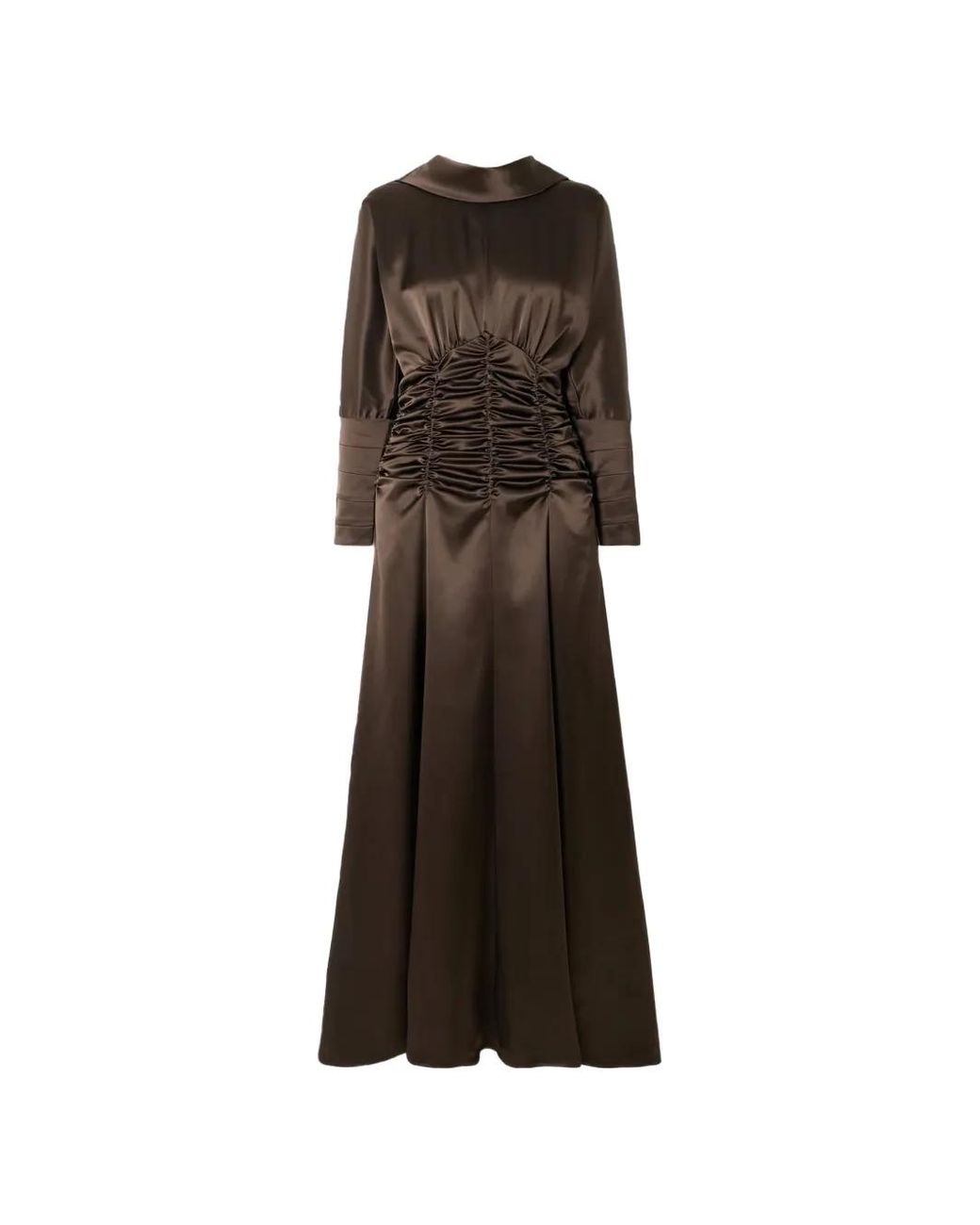 Violante Nessi Brown Ruched-Waist Maxi Dress
